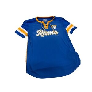 Fanatics Los Angeles Rams Royal Blue Lace Up Jersey T Shirt Womens L G